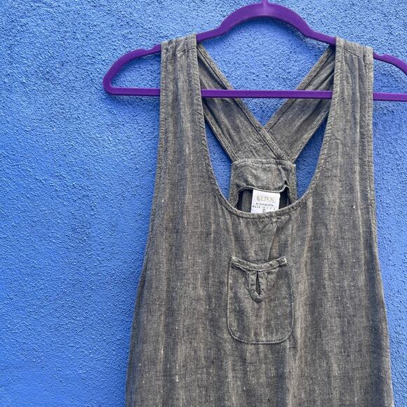 click by color me cotton gray linen apron maxi dress - Picture 2 of 8